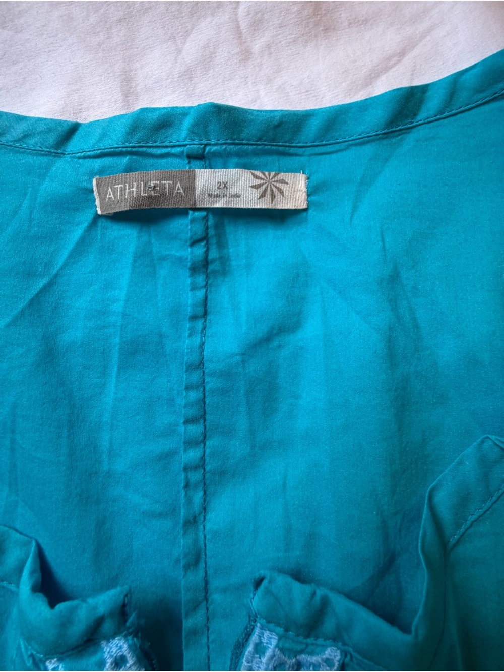 Athleta Surfer Girl Embroidered Boho Swim Coverup Dress Blue Tie Dye Size 2X - Picture 6 of 13